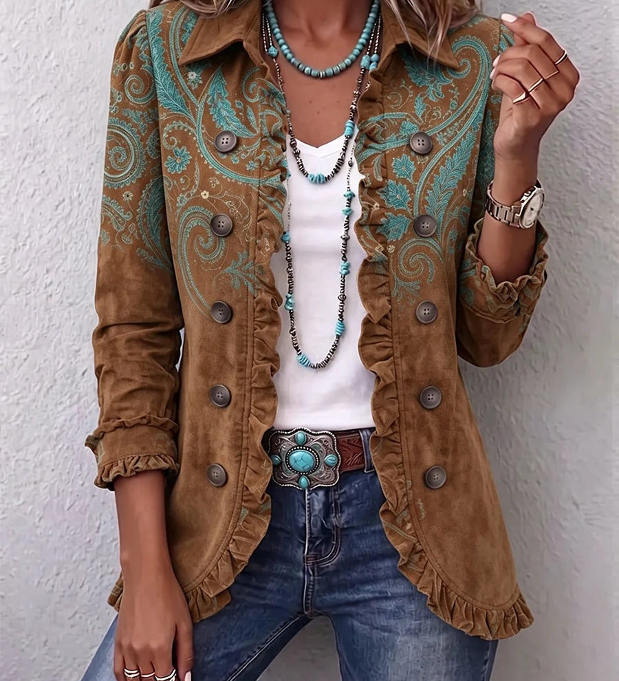 Carmen | Ruffle Jacket with Paisley Print