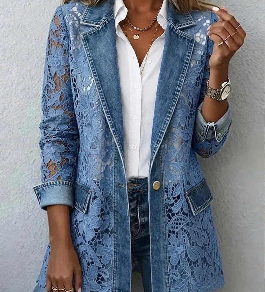 Laura | Floral Lace Panel Blazer