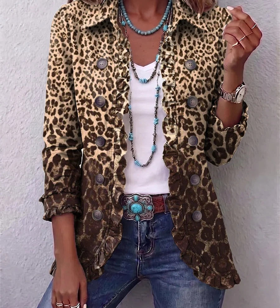Naiara | Ruffle Jacket with Leopard Print