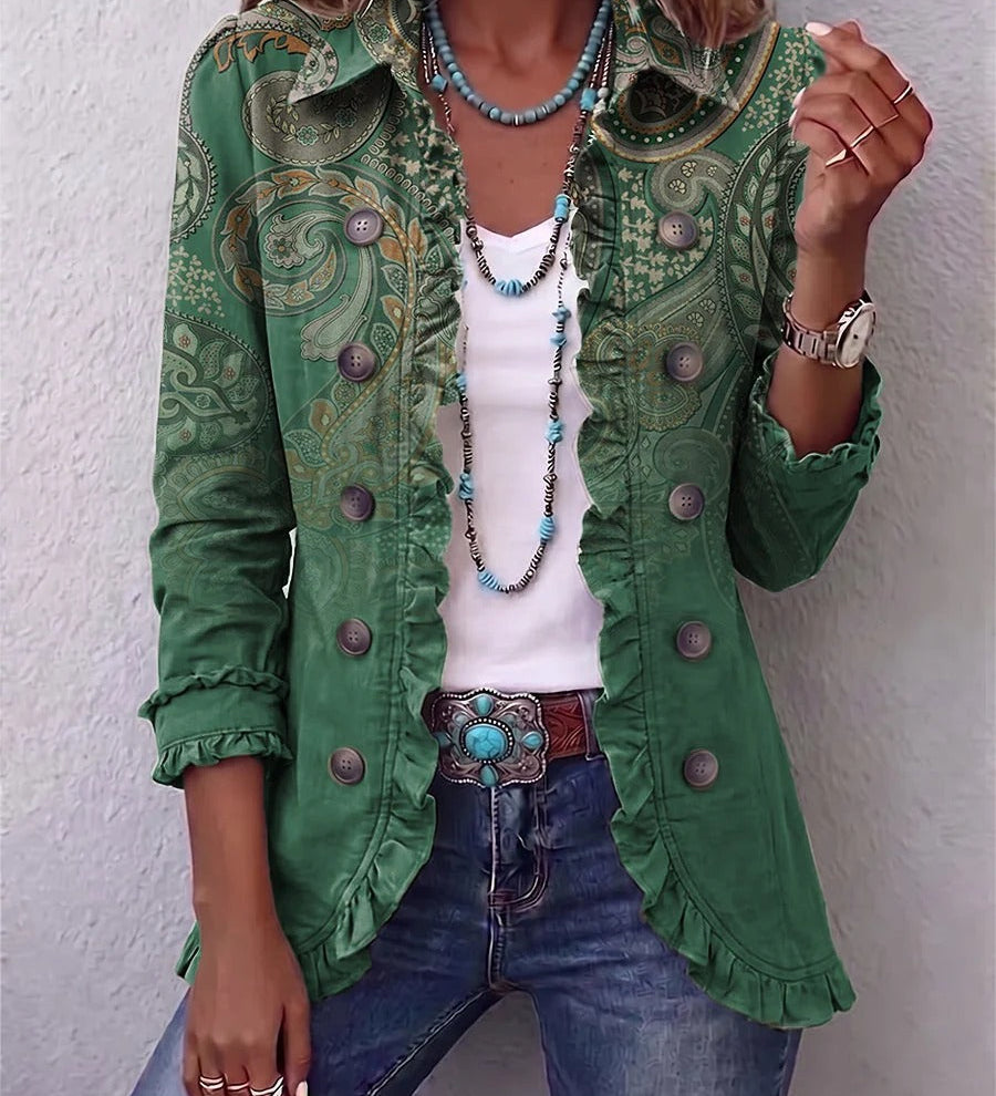 Janira | Boho Ruffled Jacket with Paisley Print