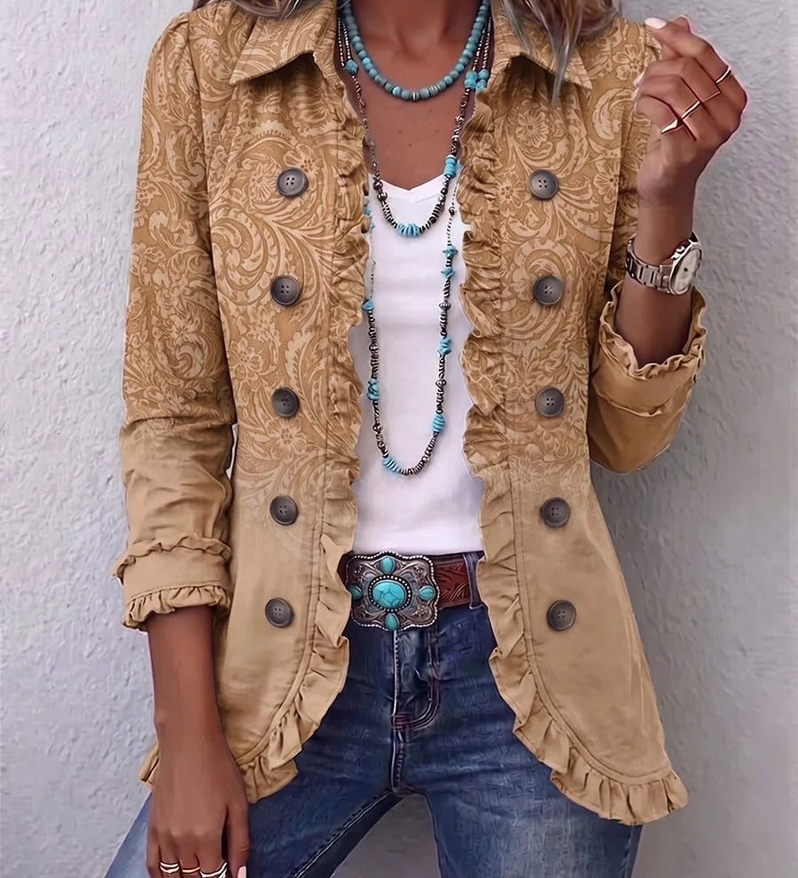 Cristina | Ruffle Jacket with Western-Style Print