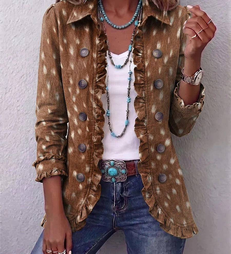 Noa | Boho Ruffled Jacket with Animal Print