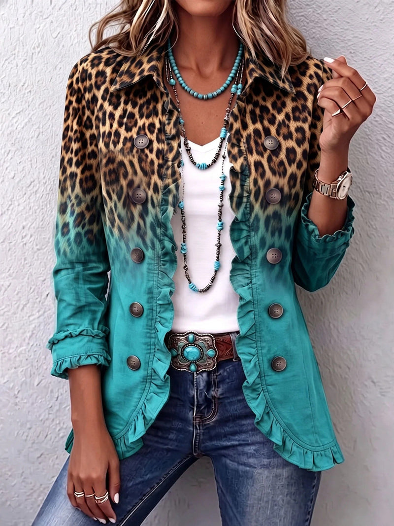 Elizabeth | Ruffled Blazer with Leopard Ombré Effect
