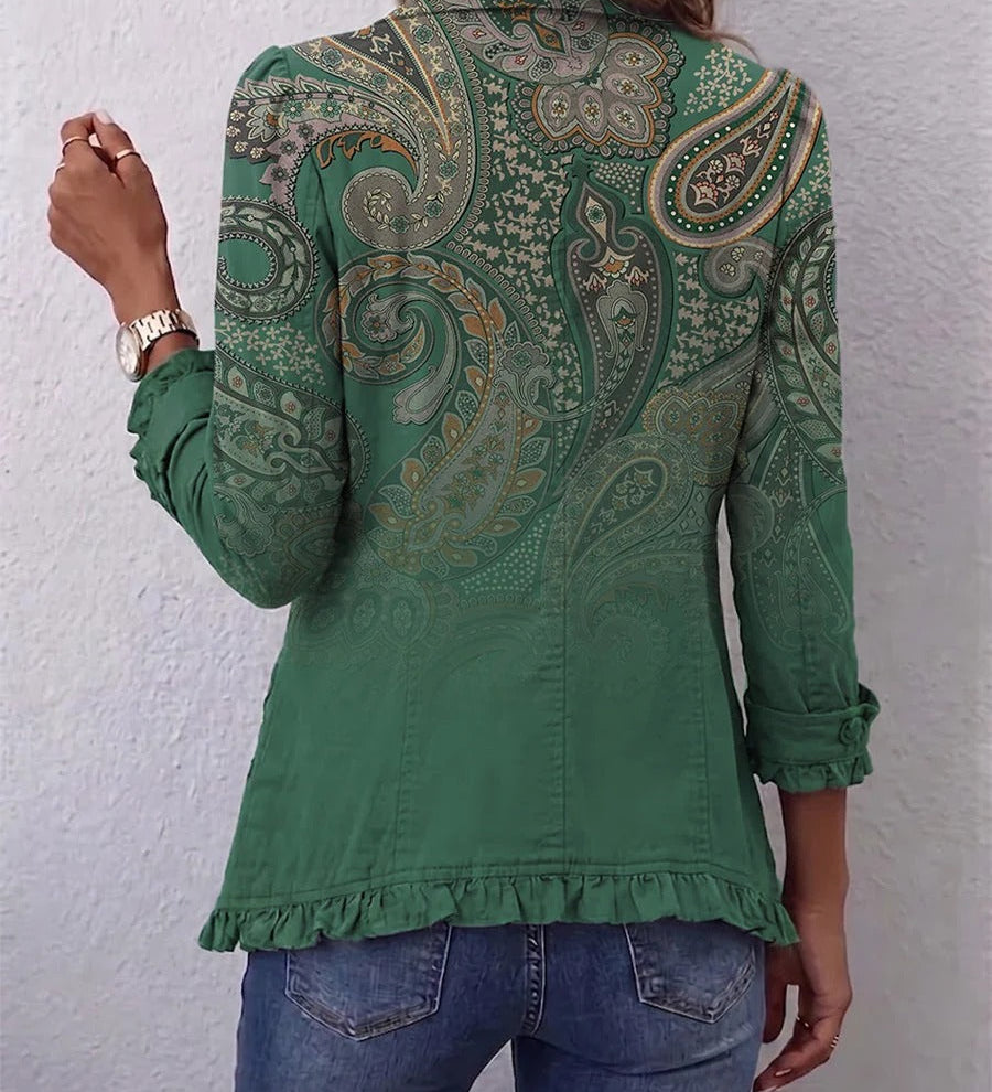 Janira | Boho Ruffled Jacket with Paisley Print