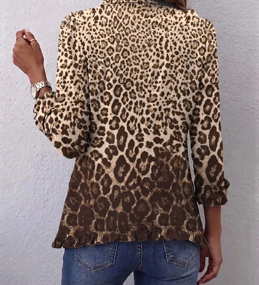 Naiara | Ruffle Jacket with Leopard Print