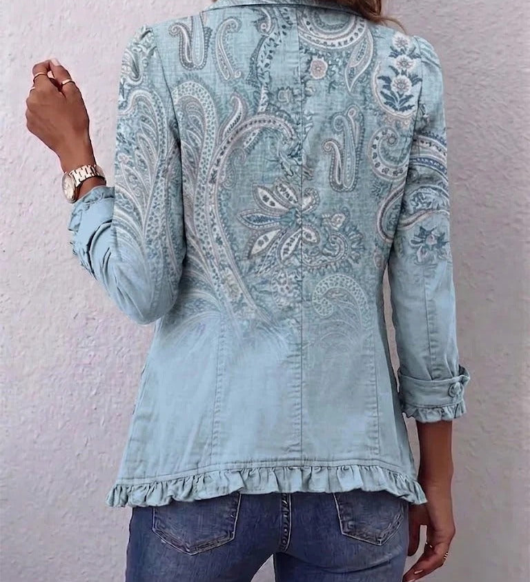 Estrella | Ruffled Jacket with Vintage Paisley Print