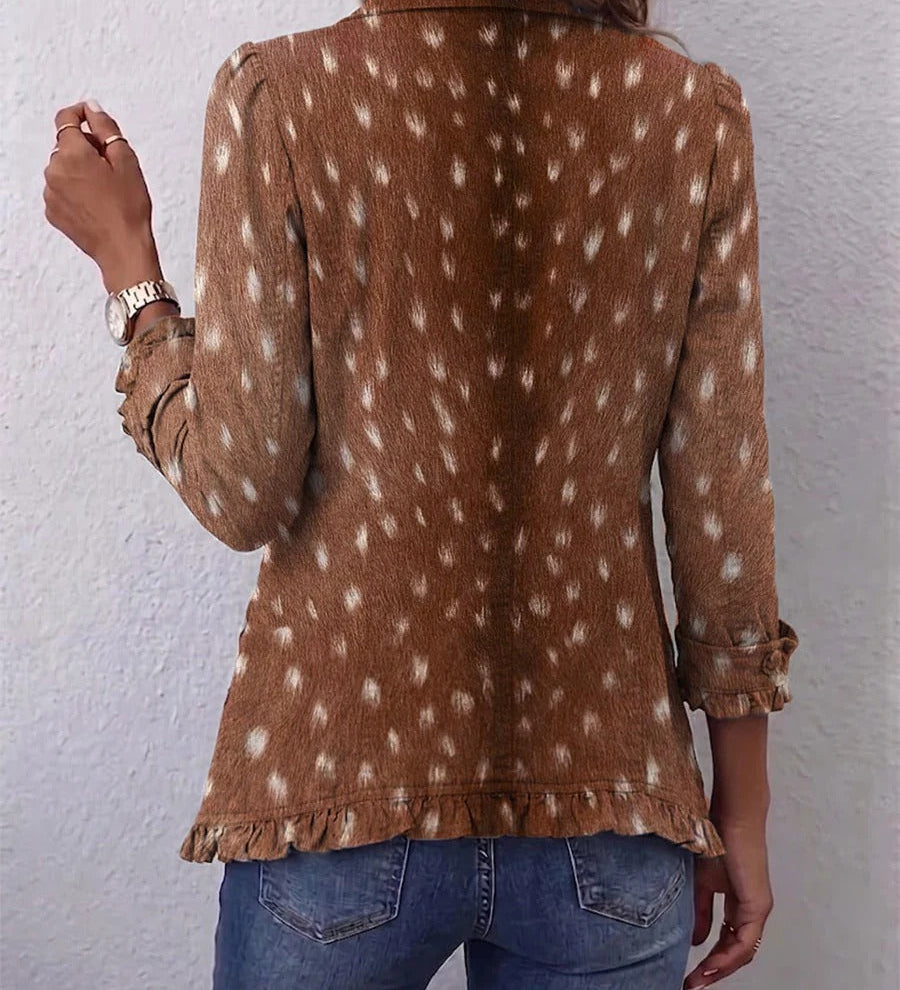 Noa | Boho Ruffled Jacket with Animal Print