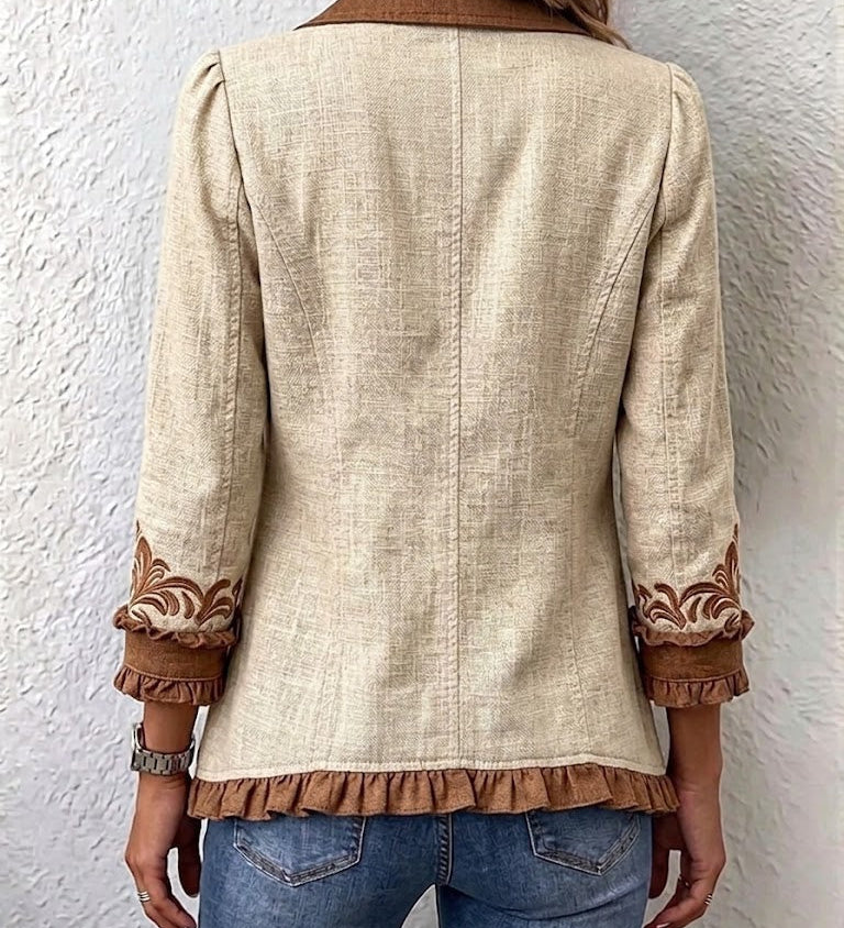 Daniela | Vintage Boho Ruffle Jacket with Floral Print