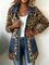 Fabiana | Long Denim Jacket with Contrast Panels and Leopard Print
