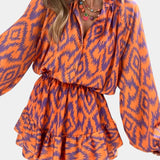 Yasmine Mono Mini with Ruffles and Ikat Print