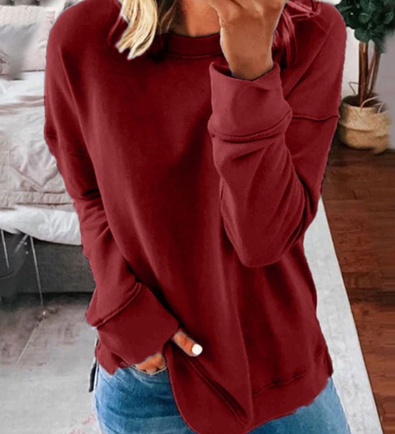 Serena | Oversized Crew Neck Cotton Blend Hoodie