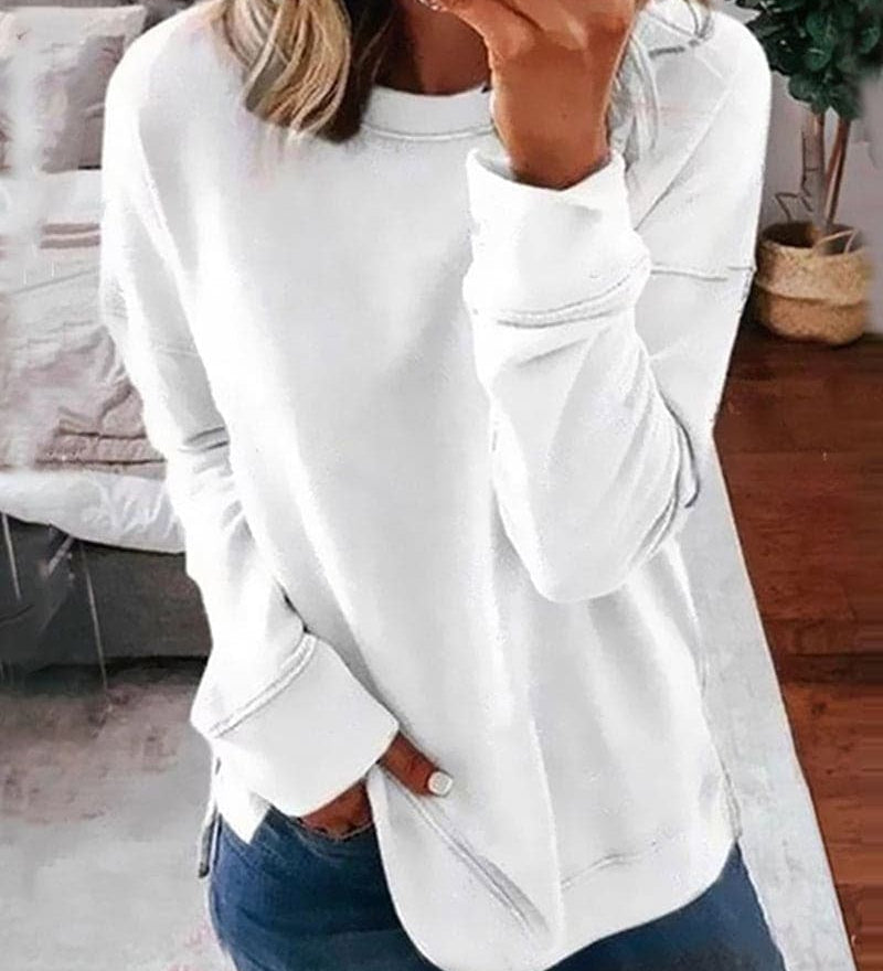 Serena | Oversized Crew Neck Cotton Blend Hoodie
