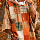 Women's Autumn Patchwork Hoodie with Artistic Design