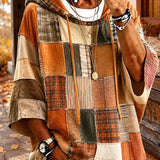 Women's Artistic Patchwork Hoodie in Autumn Tones
