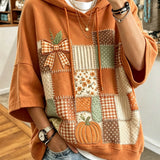 Women's Casual Hoodie with Autumn Print Elements