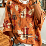 Women's Casual Hoodie with Autumn Print Motifs