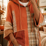 Women's Autumn Artistic Patchwork Hoodie
