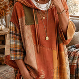 Women's Autumn Artistic Patchwork Hoodie