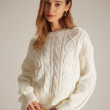 Yara | Women's Round Neck Cable Knit Sweater