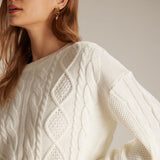 Yara | Women's Round Neck Cable Knit Sweater